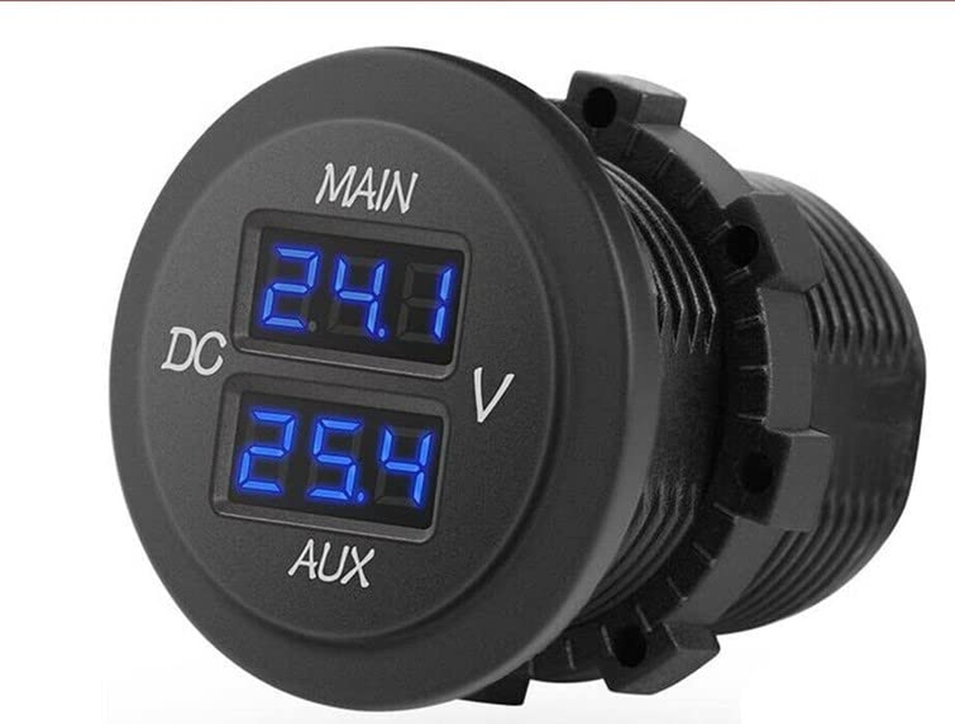 12/24V AUX LED Dual Voltmeter Voltage Gauge Battery Monitor Panel Car Boat RV image number 2