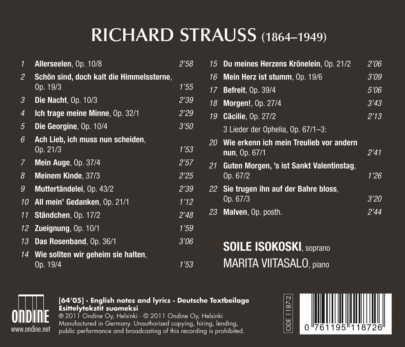 Isokoski R. Strauss Lieder image number 1