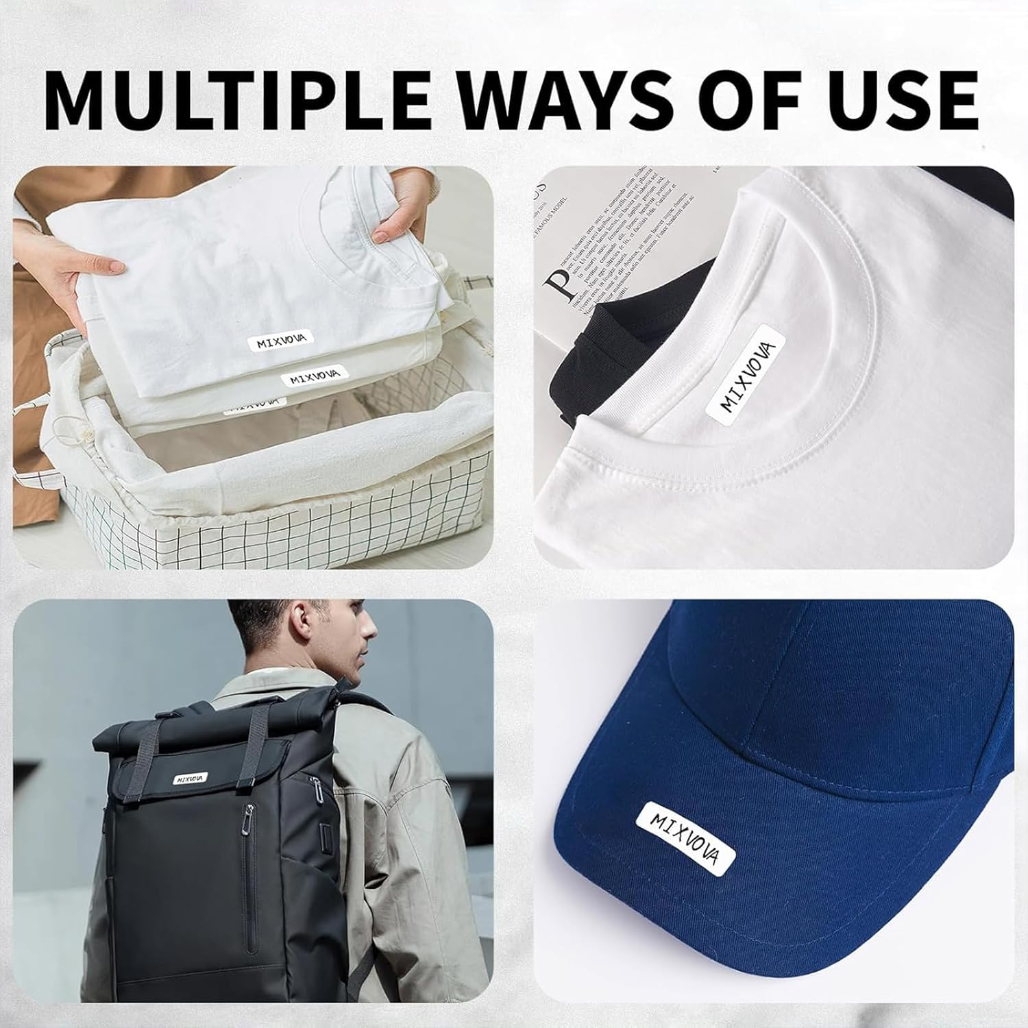 Name Labels for Clothes, 60Pcs No-Iron Clothes Labels Washable, Waterproof Stamps for Clothes, Fabrictags for Nursing Home School Name Tag Fabric Stickers(4.45 X1.27Cm/18X0.59Inch) image number 1