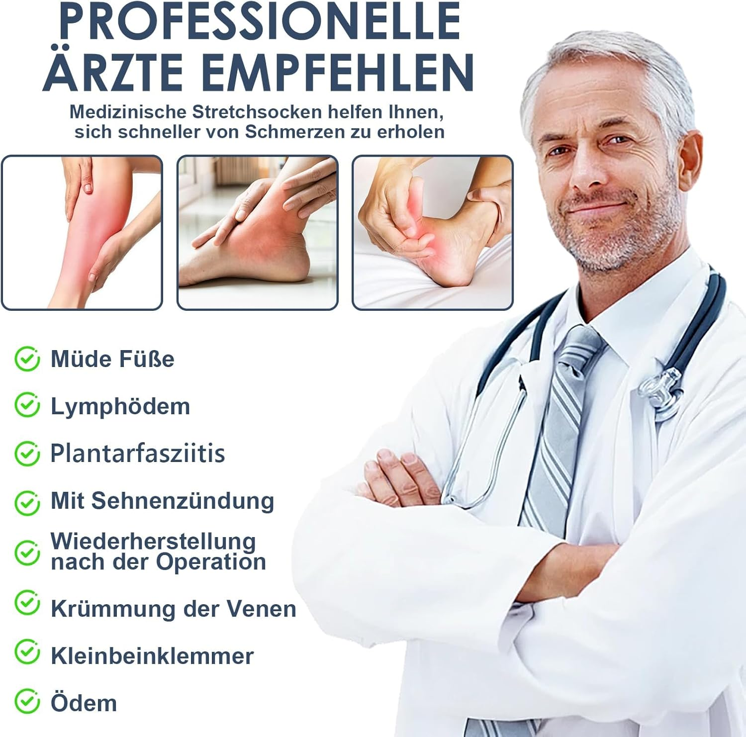 20-30 Mmhg Open Toe Compression Socks for Women & Men ,Best Graduated Medical Support (Class 2) for Running, Travel, Flight, Pregnancy &ndash; Relieve Swelling, Varicose Veins, Edema & Thrombosis (1 Pair) image number 3