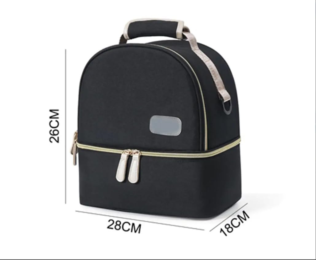 20L Insulated Double Layer Multifunction Cooler Bag Breast Milk Feeding Bottle Storage Lunch Bag Morden Design Leak Proof Water Resistant Picnic Travel Work School Storage Box Camping Black image number 3