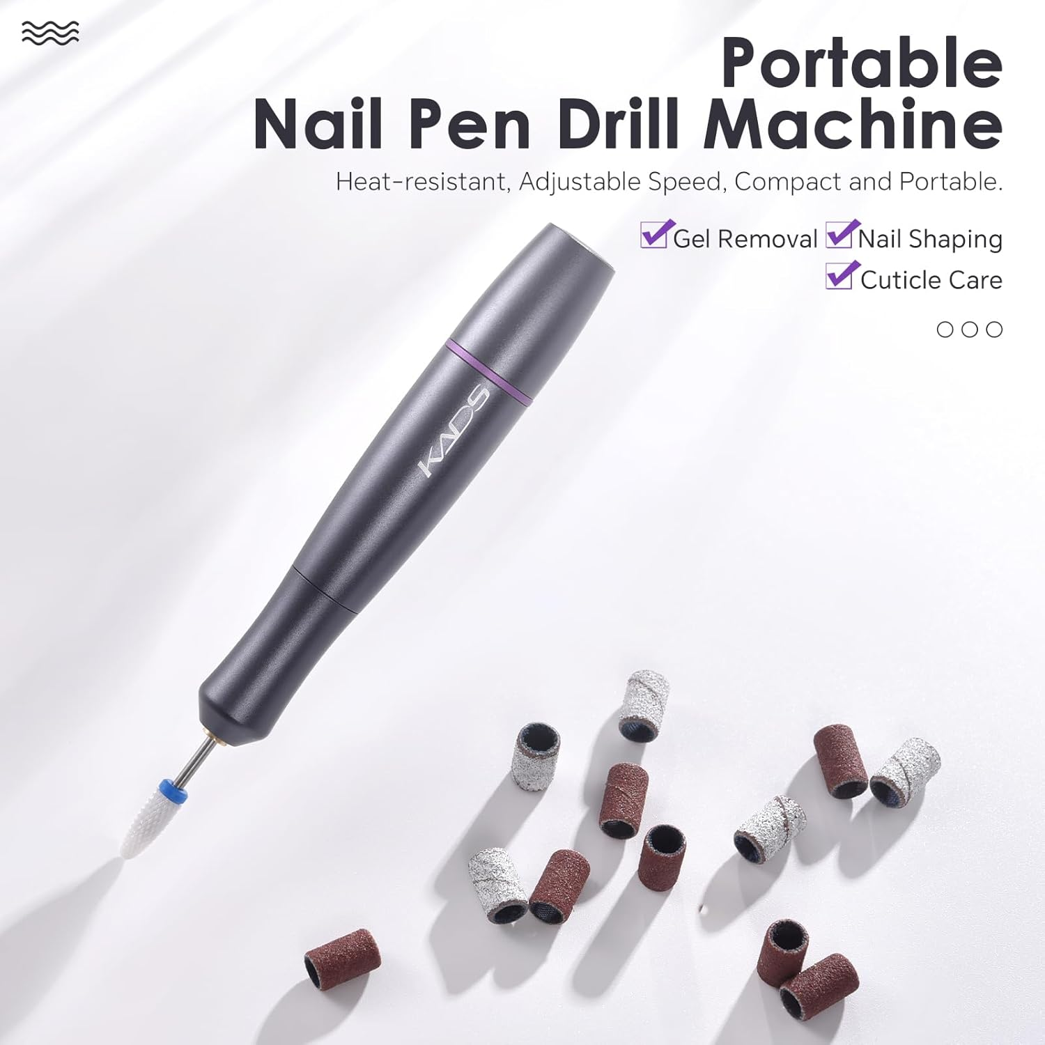 Electric Nail Drill Machine Kit, USB Portable Electric Nail File Efile Set for Acrylic Gel Nails, Manicure Pedicure Tool with Nail Drill Bits Sanding Bands image number 6