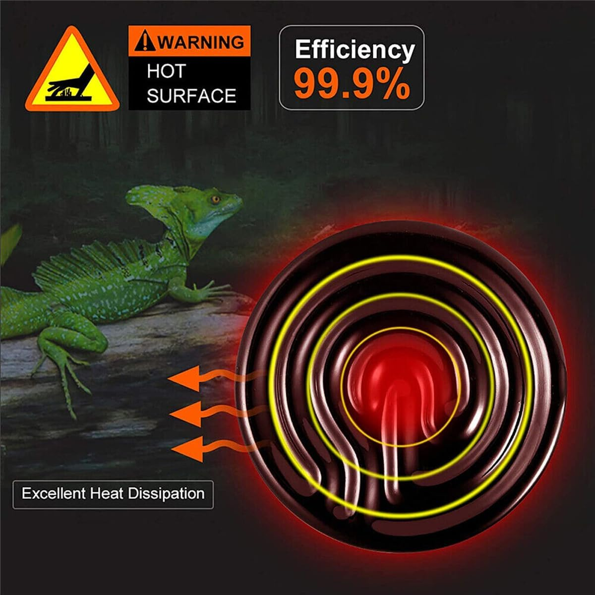 AIMALL Ceramic Infrared Heat Lamp Bulb 4-Inch Reptile Heater, Waterproof and No Light Emission, for Terrariums image number 4