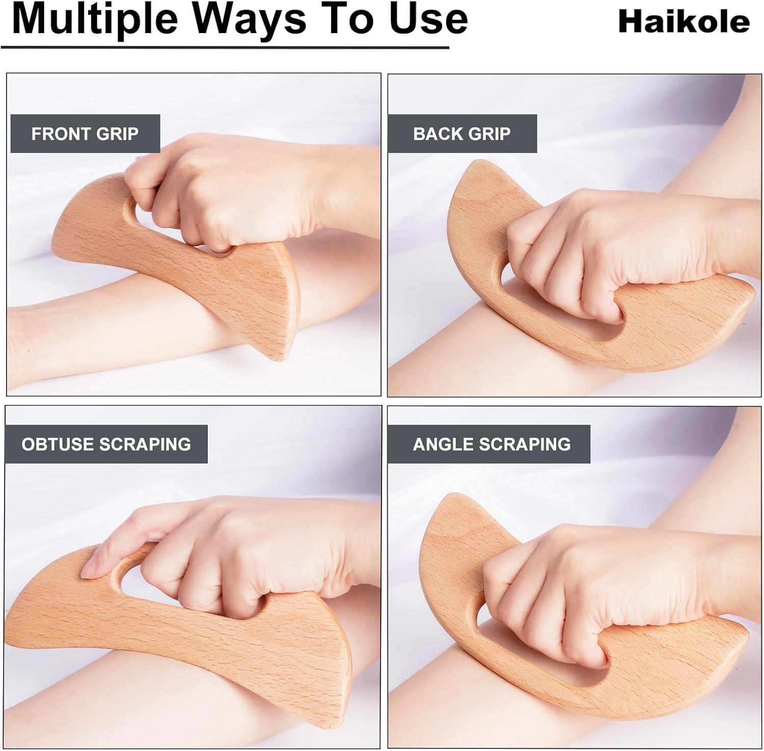 Enttgo Body Gua Sha Tool, Wooden Lymphatic Drainage Massage Tool for anti Cellulite and Muscle Fatigue Relief, Wood Therapy Massage Wand for Neck, Back, Face, Legs and Arms image number 2