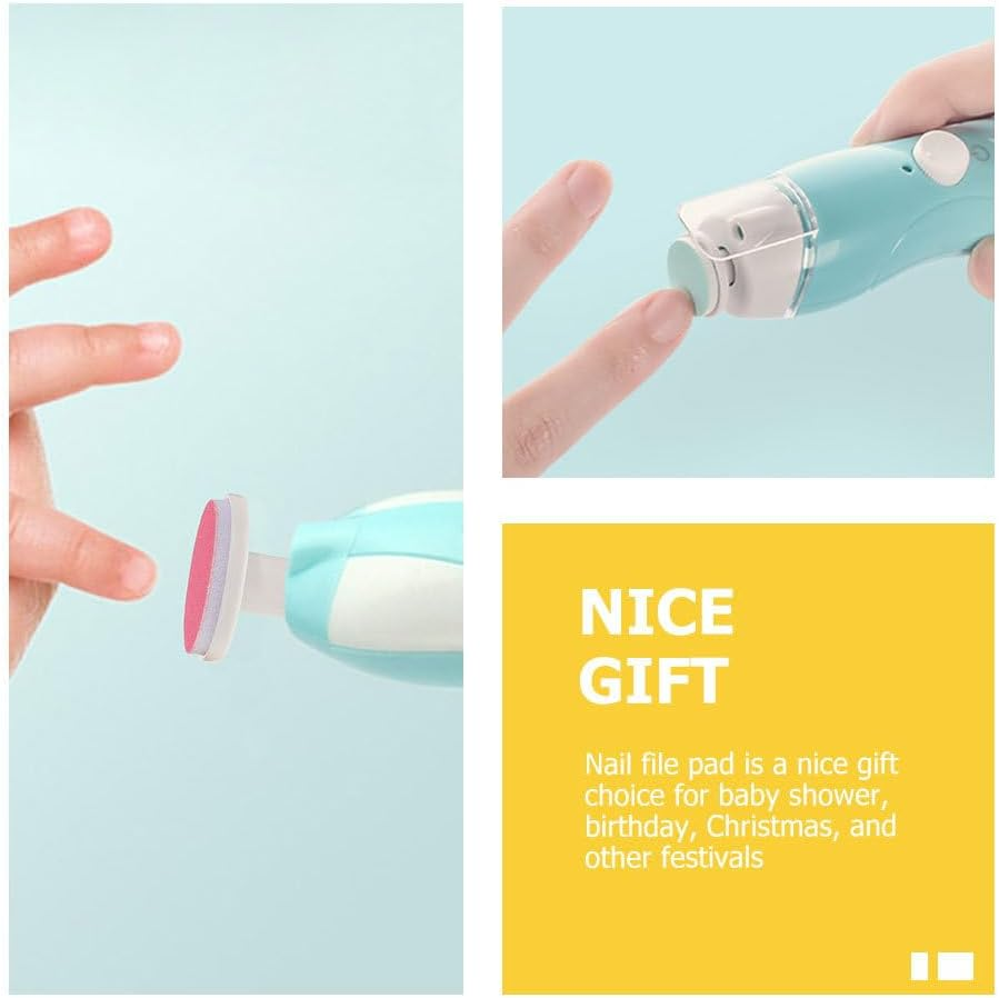 ERINGOGO 18Pcs Nail File Pads Safe Nail Trimmer Replacement Pads Grinding Heads for Boy Girl Present for Showers Birthdays image number 4