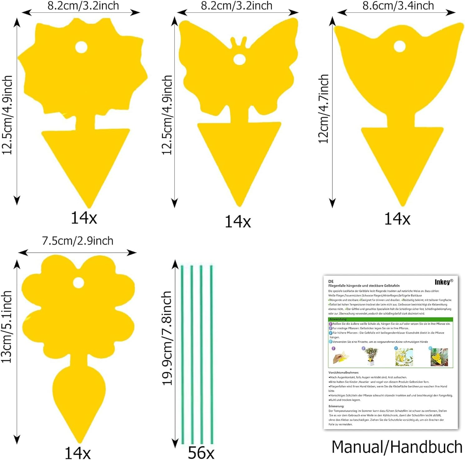 56 Pack Yellow Sticky Fly Traps Fungus Gnat Trap Killer Dual-Sided Yellow Fruit Fly Trap Insect Catcher for Houseplant Indoor and Outdoor Plants image number 4