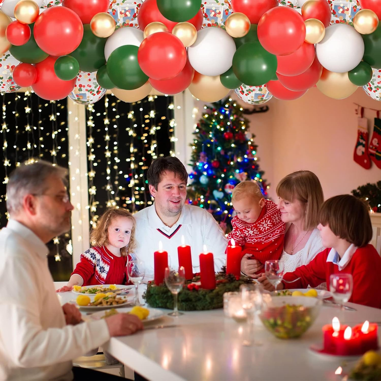 Christmas Decoration,Zanzer Christmas Balloon Garland Arch Kit - 105 Pcs Red Green Gold and White Balloons with Candy Cane Balloons for Xmas Party Decorations image number 3