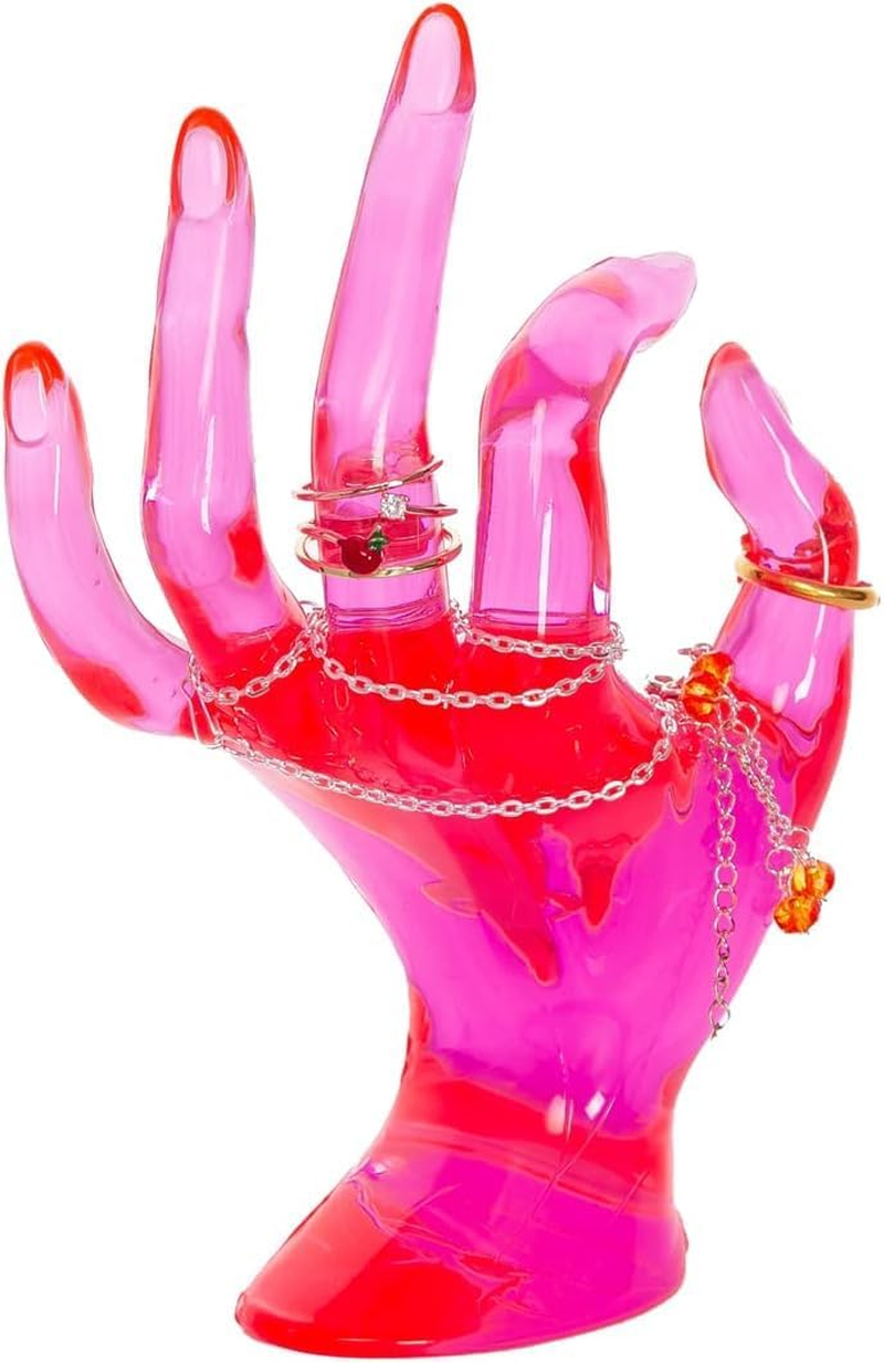 Hand Form Ring Holder Jewelry Display Organization Rack Bracelet Ring Watch Stand Support Aesthetic Decor Y2K Room Decor(Rose Red) image number 2