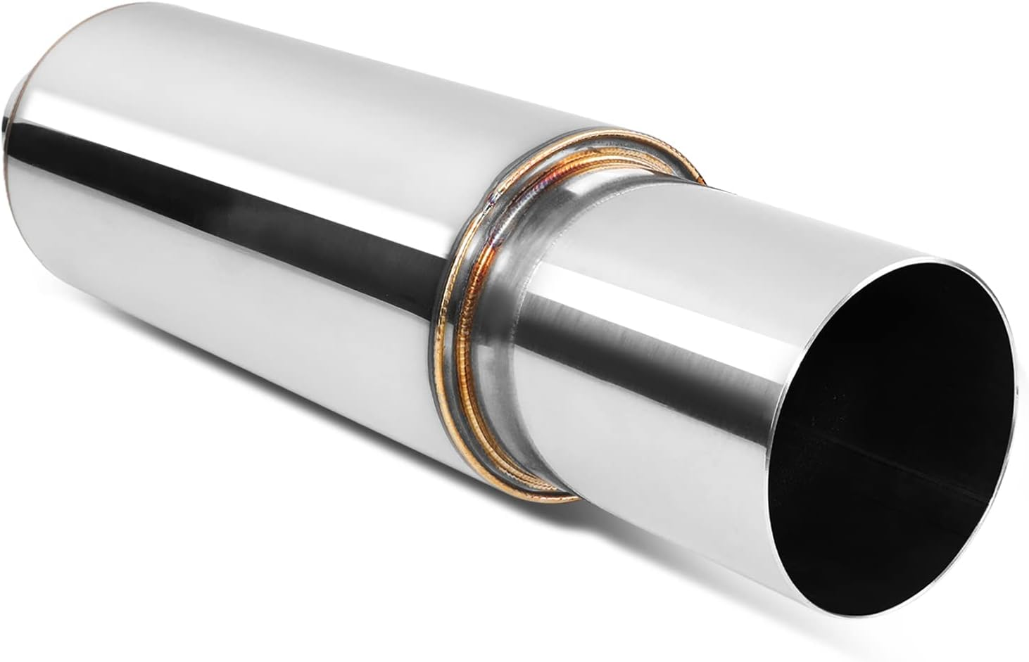 DNA MOTORING EXA-MF-001-T1 4" OD Stainless Steel Straight through Exhaust Muffler Universal,3" Outlet, 2" Inlet,Diagonal Cut