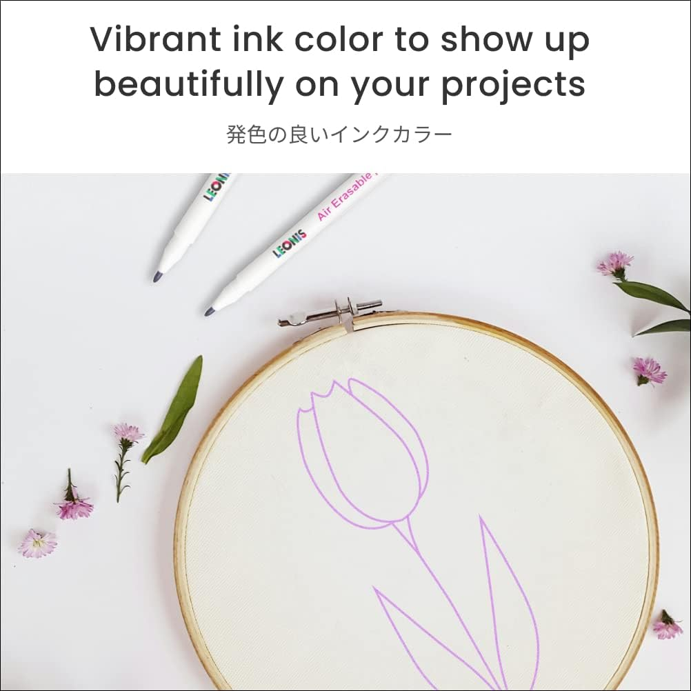 LEONIS Disappearing Ink Fabric Marking Pen Pink 10 Count Pack [ 78010 ] image number 4