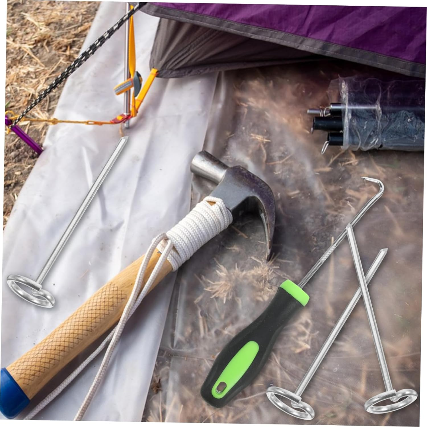 1Set Heavy-Duty Landscape Fabric Stakes for Soil Stabilization Garden Staples for Flower Bed and Outdoor Use Top Pin