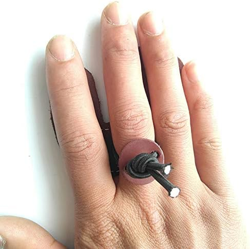 Cow Leather Archery Finger Tab Long Bow Hand Protector for Right Hand Brown image number 3