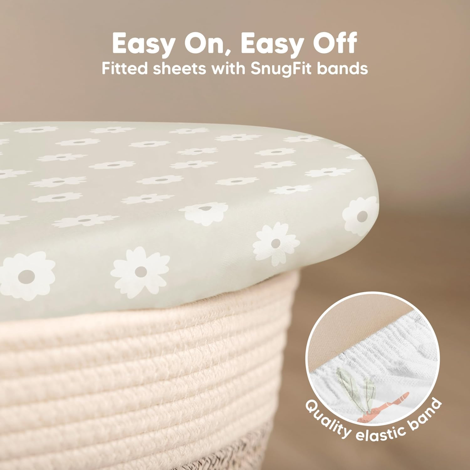 2-Pack Baby Bassinet Sheets Girl, Boy - Soft Bamboo Fitted Cot Sheets Compatible with Halo Bassinest Swivel Sleeper, Baby Delight Bedside Cot Mattress Sheet, Bassinet Fitted Sheets (Meadow) image number 1