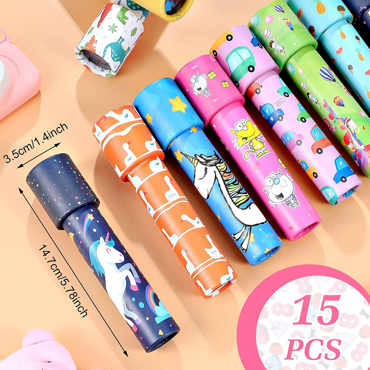 15 Pcs Classic Kaleidoscopes Old Fashioned Vintage Kaleidoscope Toys Educational Toys Stock Stuffers Bag Fillers for Boys and Girls Birthday and School Carnival Prizes, Random Patterns image number 2