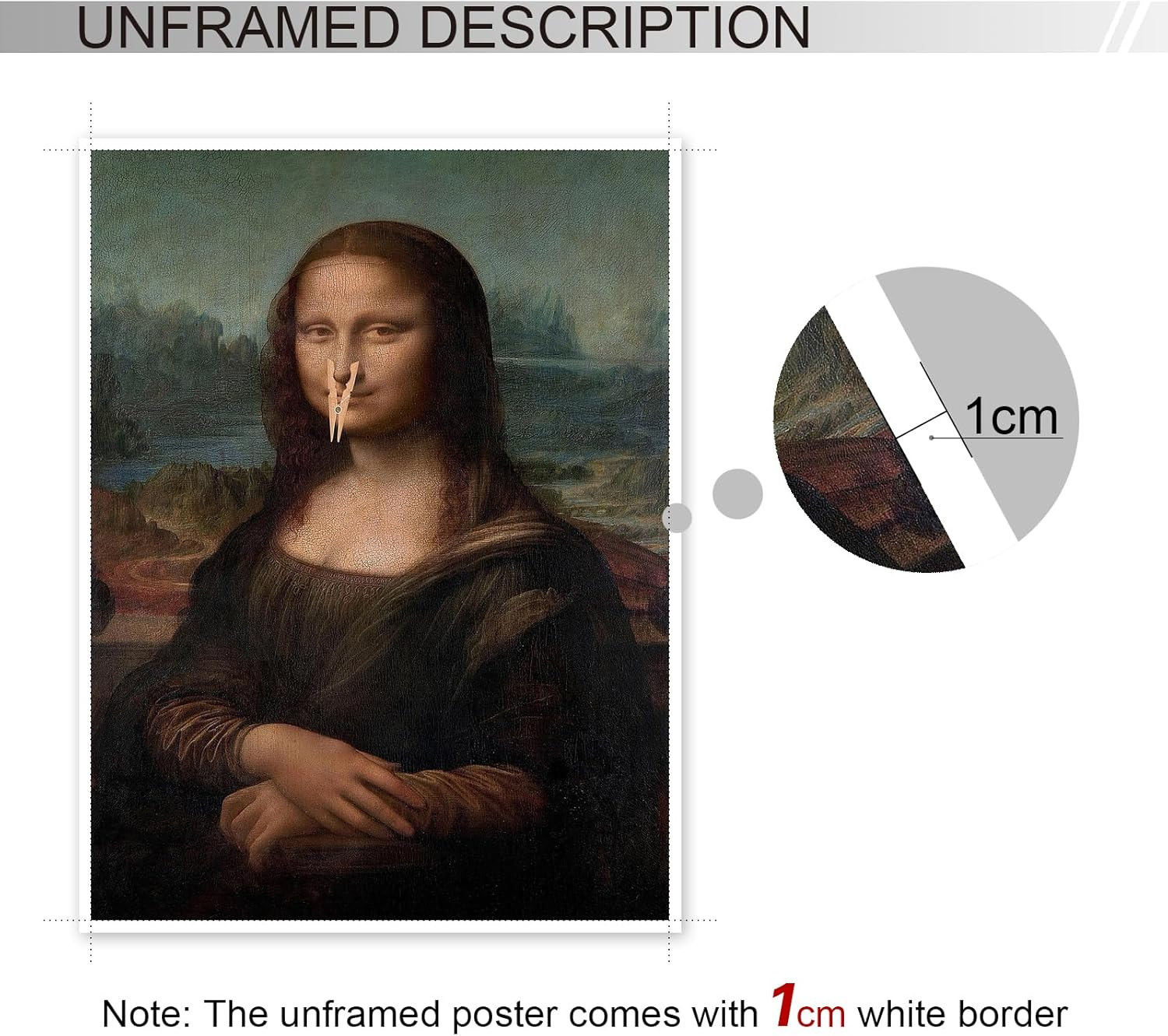 XMJJQQ Classical Mona Lisa Painting Bathroom Canvas Wall Art, Vintage Funny Bathroom Poster, Humor Amusing Toilet Art Prints, Bath Girl Pinching Nose Funny Wall Decor 16X24In Unframed image number 4