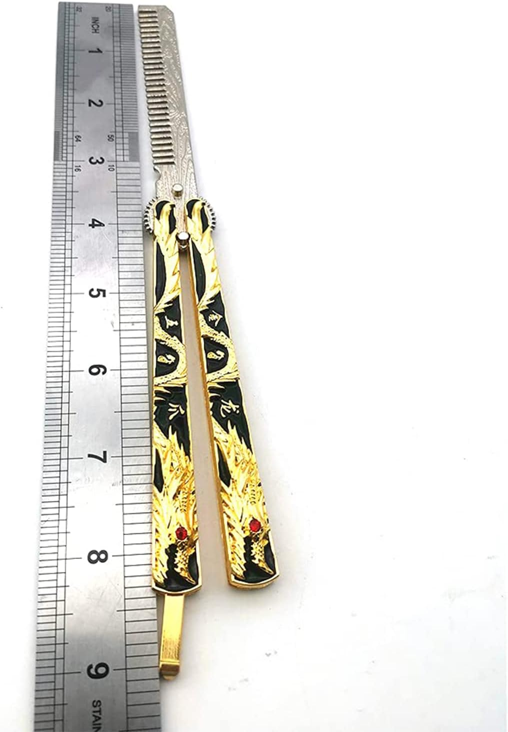 WANLIAN Beautiful Comb,Beautiful Comb Stainless Steel Folding Practice Combs Hair Styling Tools for Sport Outdoor Use (3 Colour Dragon Comb) image number 1