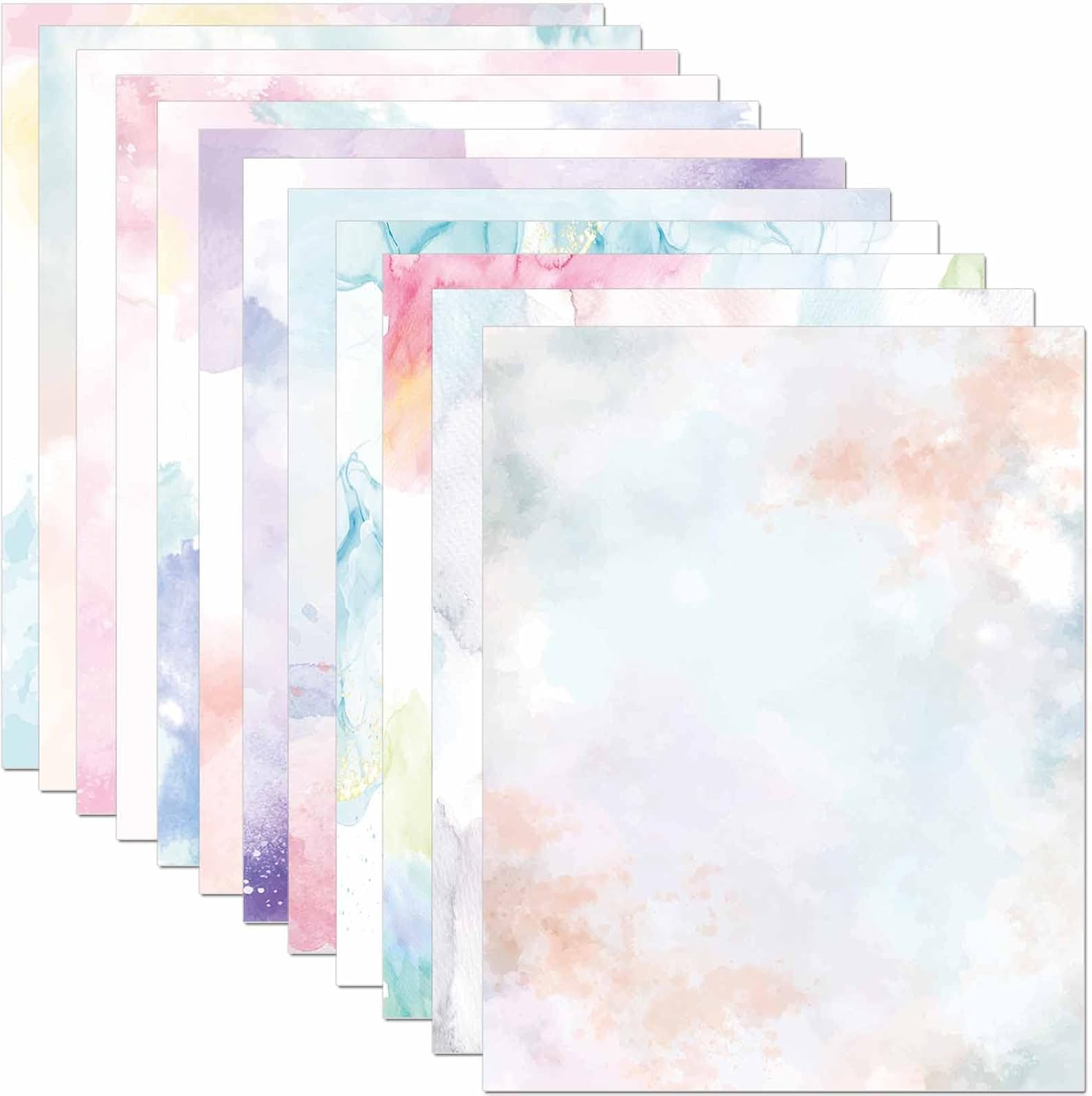 DUGUTUL Watercolor Stationary Paper, 100 Gsm Printer Paper 8.5 X 11, 12 Designs, Double-Sided, Colored Paper for Writing Letters and Invitations, Writing Paper for Business or Personal Use (96) image number 3