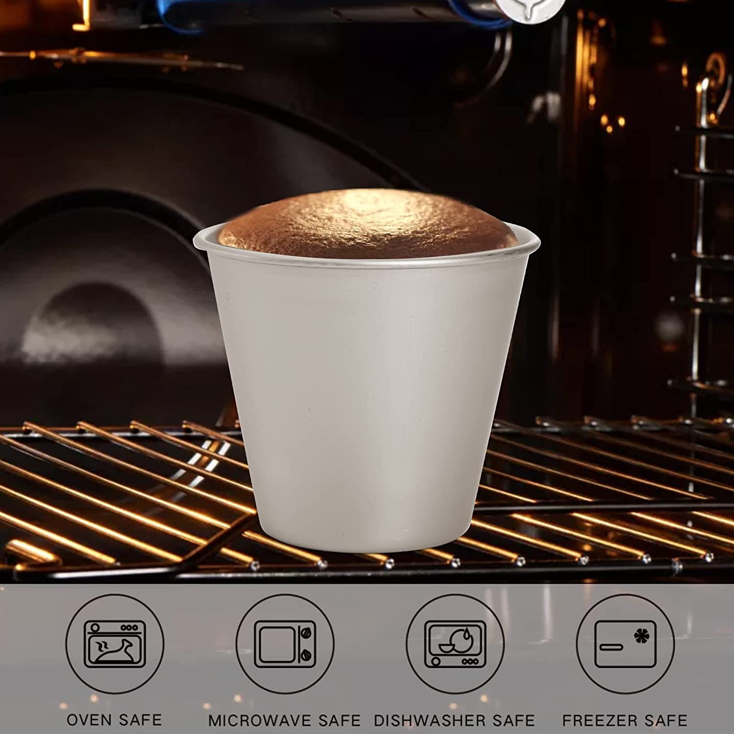 10 Pcs Pudding Moulds Aluminum Mini Pudding Basins Cups Nonstick Kitchen Baking Egg Tarts Tin Dariole Moulds for DIY Cooking Muffin Cupcake Jelly Desserts image number 2