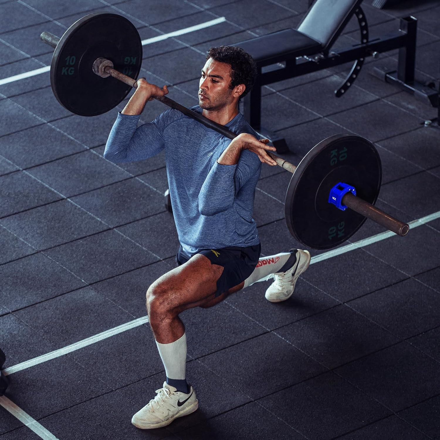 HCE Olympic Collars, 50Mm Barbell Clamps, ABS Lock Barbell Clips for Weightlifting Bars, Quick-Release Secure Locking Collars for Home Gym Fitness Equipment Gym Essential, Lightweight Design,Blue image number 2