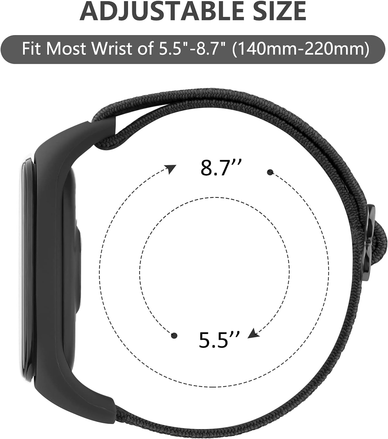 Adjustable Elastic Bands for Xiaomi Mi Band 6 & Xiaomi Mi Band 5 & Xiaomi Mi Band 4 & Xiaomi Mi Band 3, Soft Stretchy Loop Sport Strap Nylon Replacement Wristbands Watchband Bracelet for Women Men