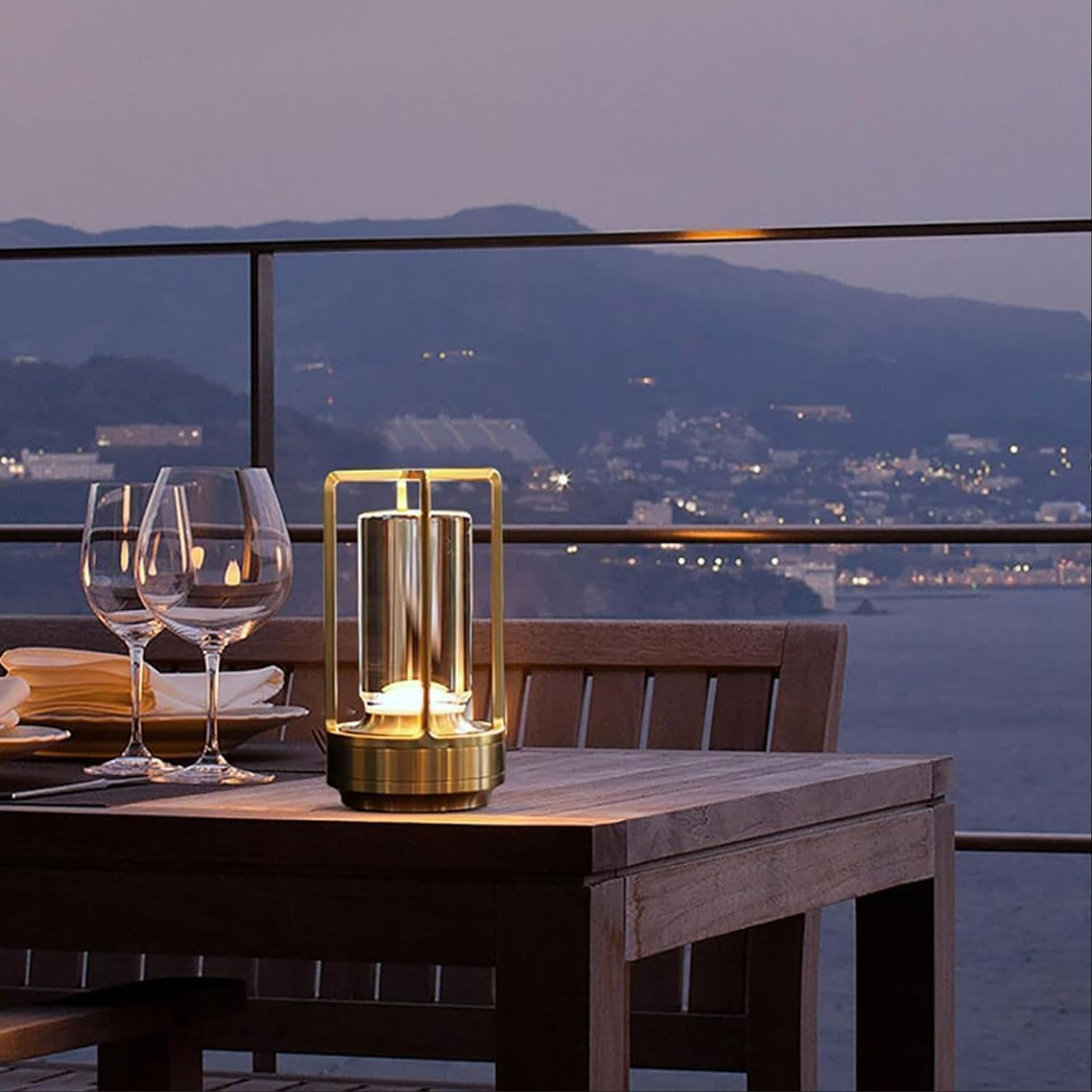 Cordless Table Lamp, LED Lamp with 2000Ma Battery, 3 Color Stepless Dimming, Lumisom Crystal Lantern Lamp, Klarako Crystal Lantern Suitable for Bedroom/Bar/Cafe/Camping(Gold) 1 Pack image number 6