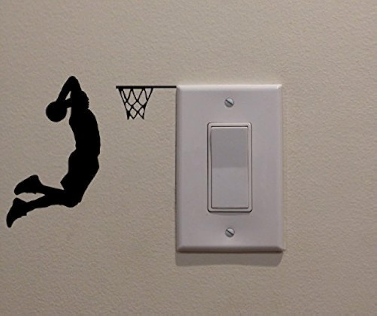 YINGKAI Two Handed Slam Dunk Basketball Player Dunking on Light Switch Decal Vinyl Wall Decal Sticker Art Living Room Carving Wall Decal Sticker for Kids Room Home Window Decoration