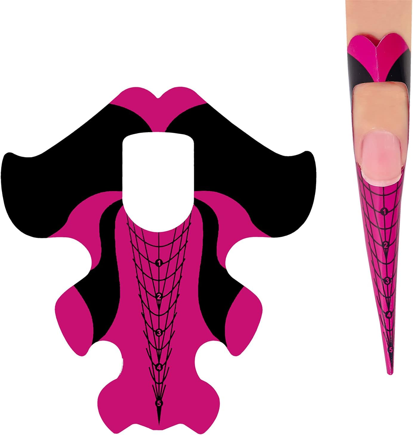 NMKL38 100PCS Adhesive Stiletto Nail Forms System for UV Gel Acrylic Nail Tips Extension (Red Fish) image number 3