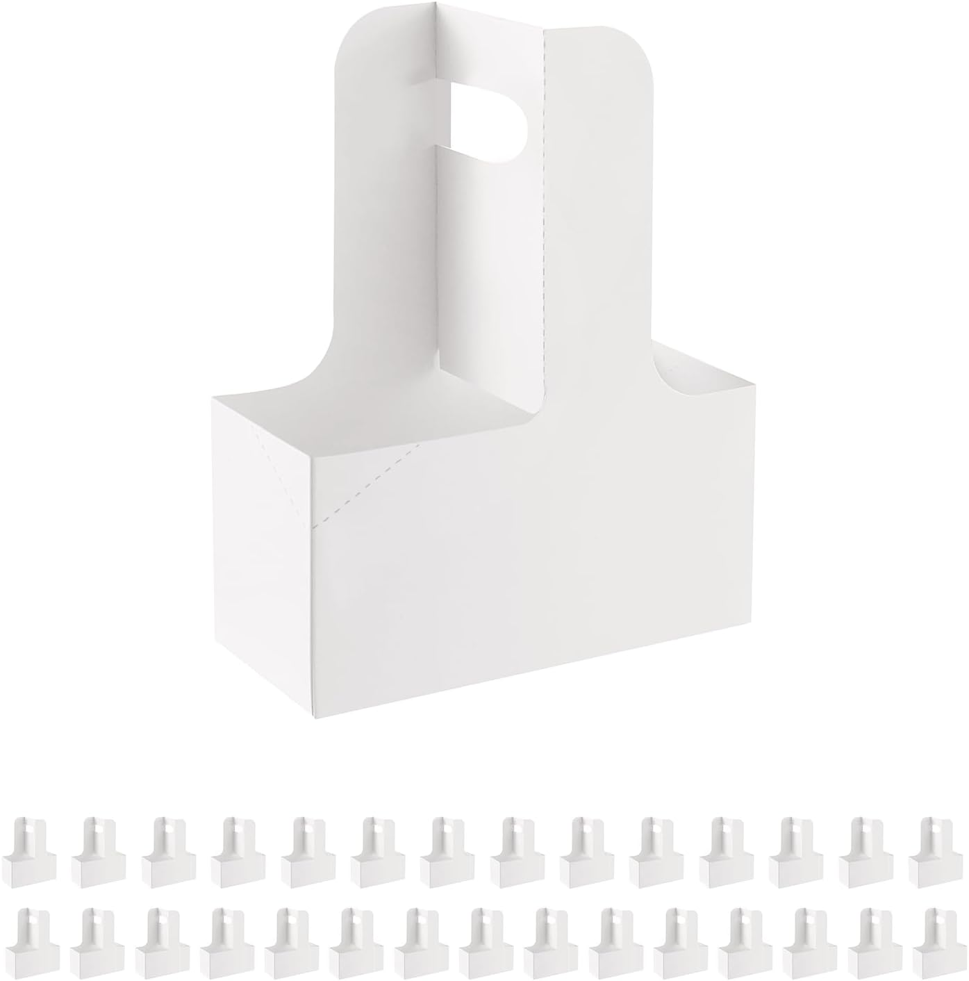 20 Drink Carrier with Handles to 2 Cups, White Paperboard Drink Carriers of 12-20 Oz to Go Coffee Cup Holder, for Hot and Cold Cup Carrier, Takeout, Cafe and Restaurant Food Service Delivery image number 3