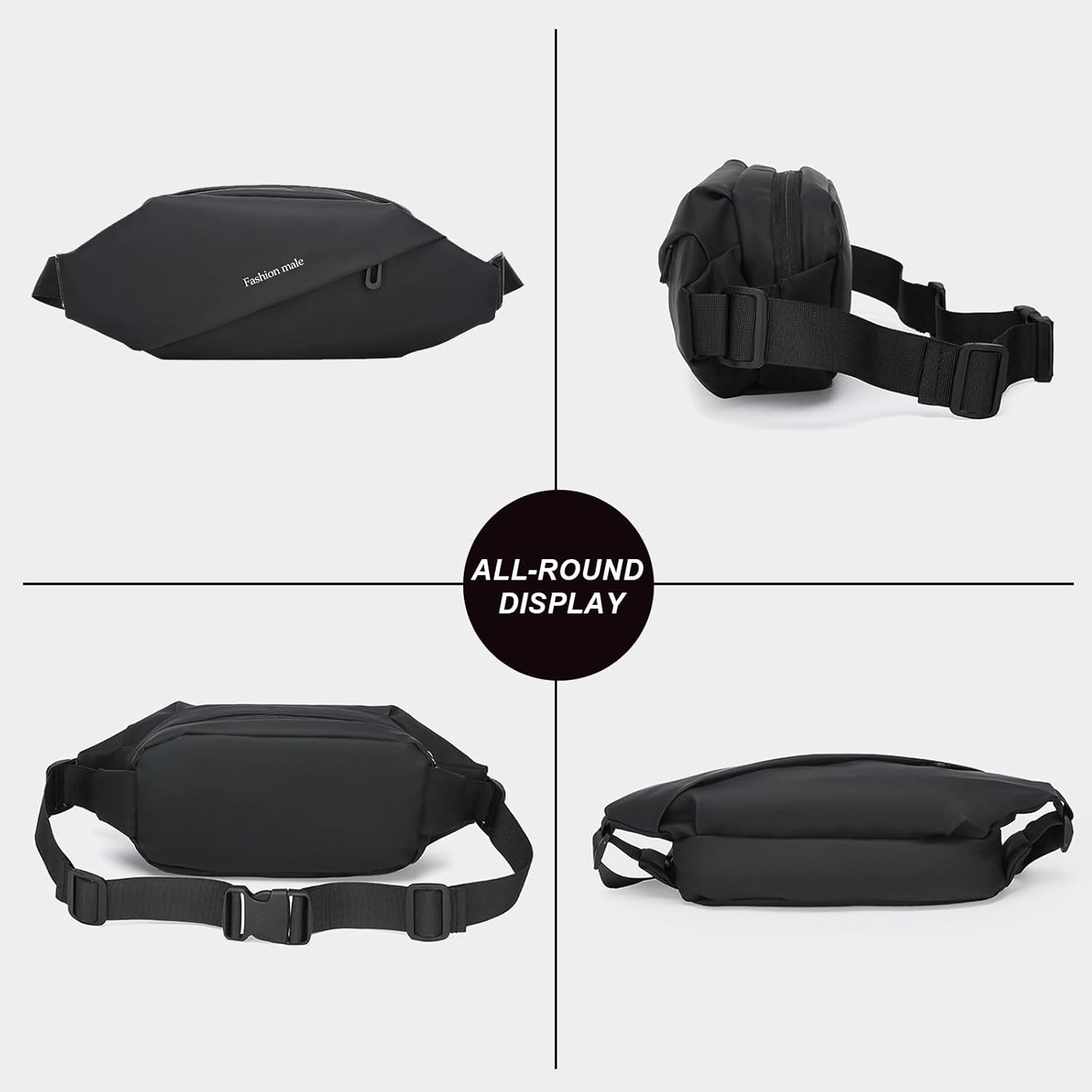 Large Crossbody Waist Bag for Women Men, Fanny Pack Phone Bag for Running, Waterproof Belt Bag Fits All Phones, Bum Bag with Adjustable Strap for Sport Travel Workout Hiking Cycling (Black) image number 4