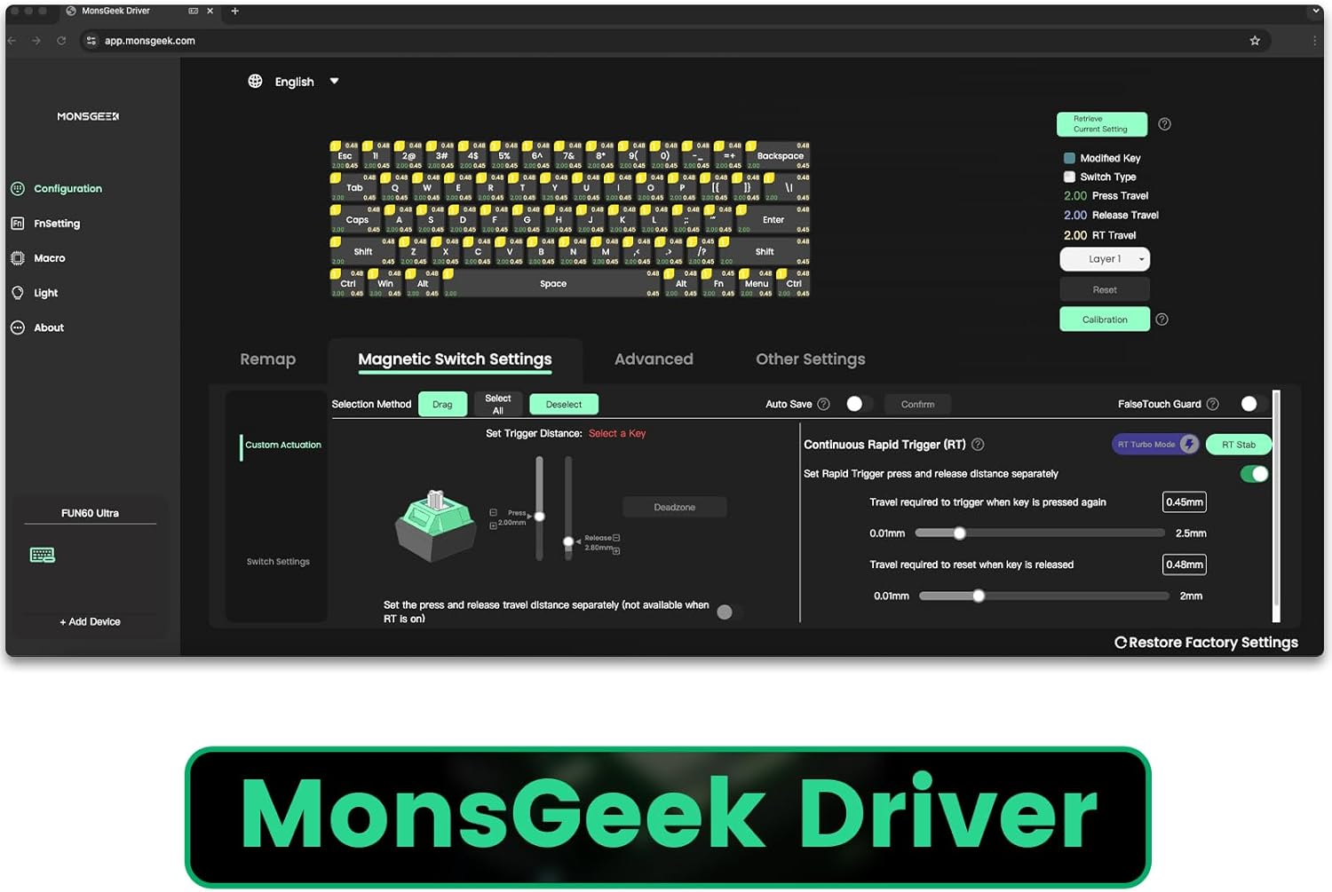 MONSGEEK FUN60 Ultra Rapid Trigger Gaming Keyboard 8K Magnetic Switch TMR Aluminum Wired Keyboard 60% White Shine-Through Magmech, Glare Magnetic Switch image number 6