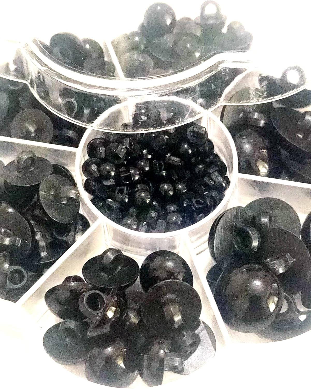 184 Pcs Assorted Size Sew on Eyes Plastic Black Sewing Eye with a Box round Head Safety Shank Eye Decorative Half Ball Buttons for Plush Animal Crafts DIY