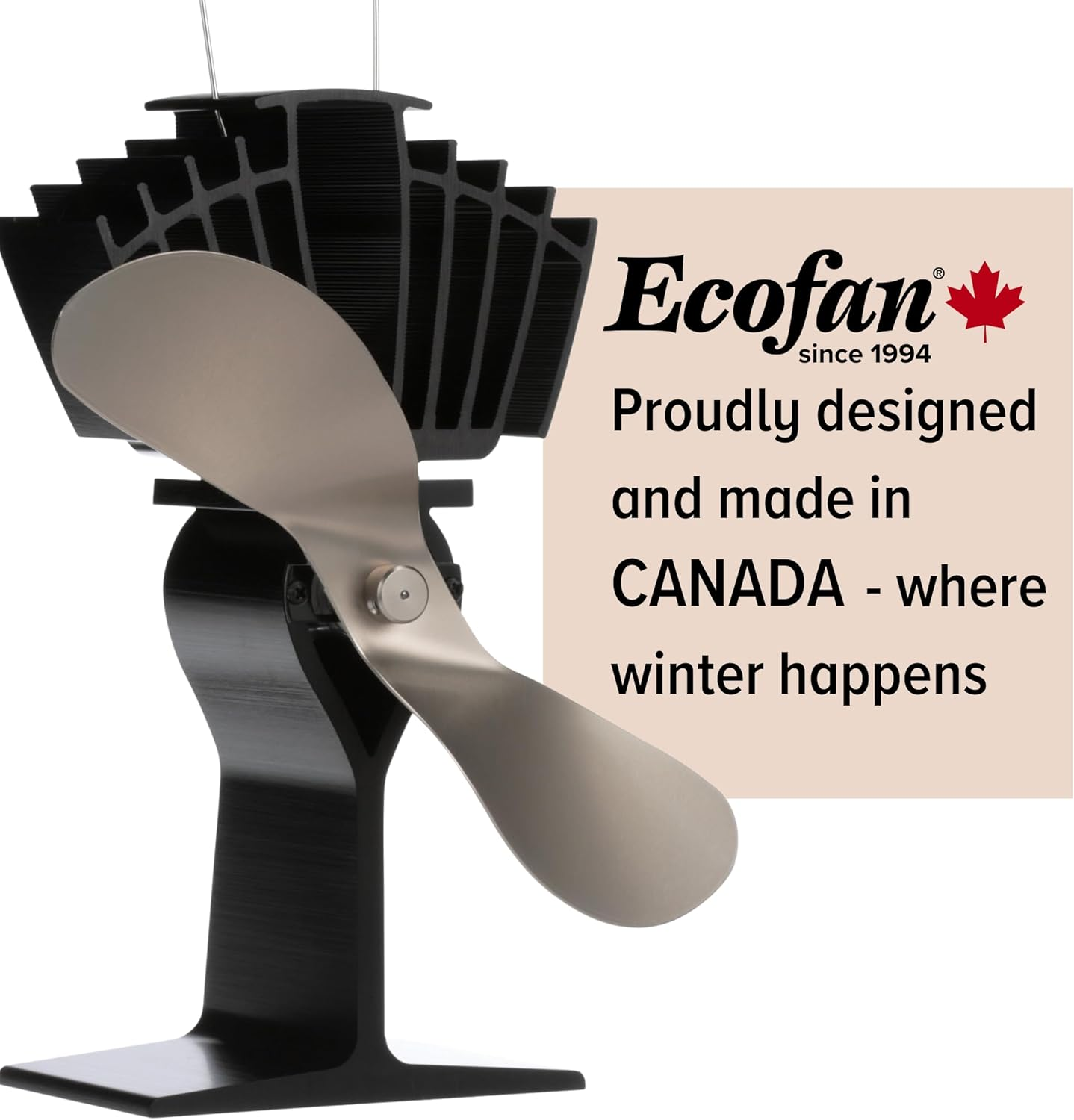 Ecofan Airmax. Heat Powered Stove Fan. Authentic 2 Blade Canadian Design. Nickel. image number 4