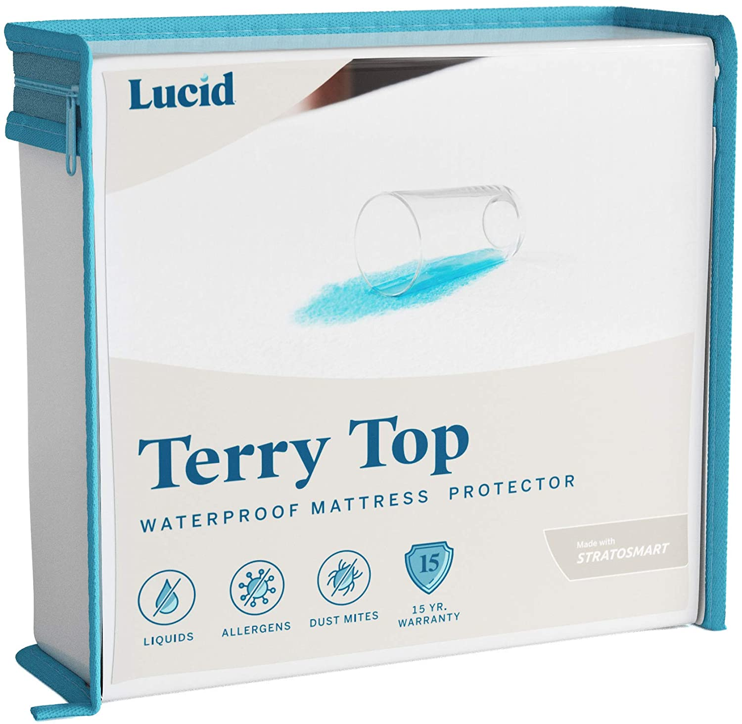 Lucid Premium Hypoallergenic 100% Waterproof Mattress Protector - Universal Fit, Cotton Terry Top,White Twin image number 6