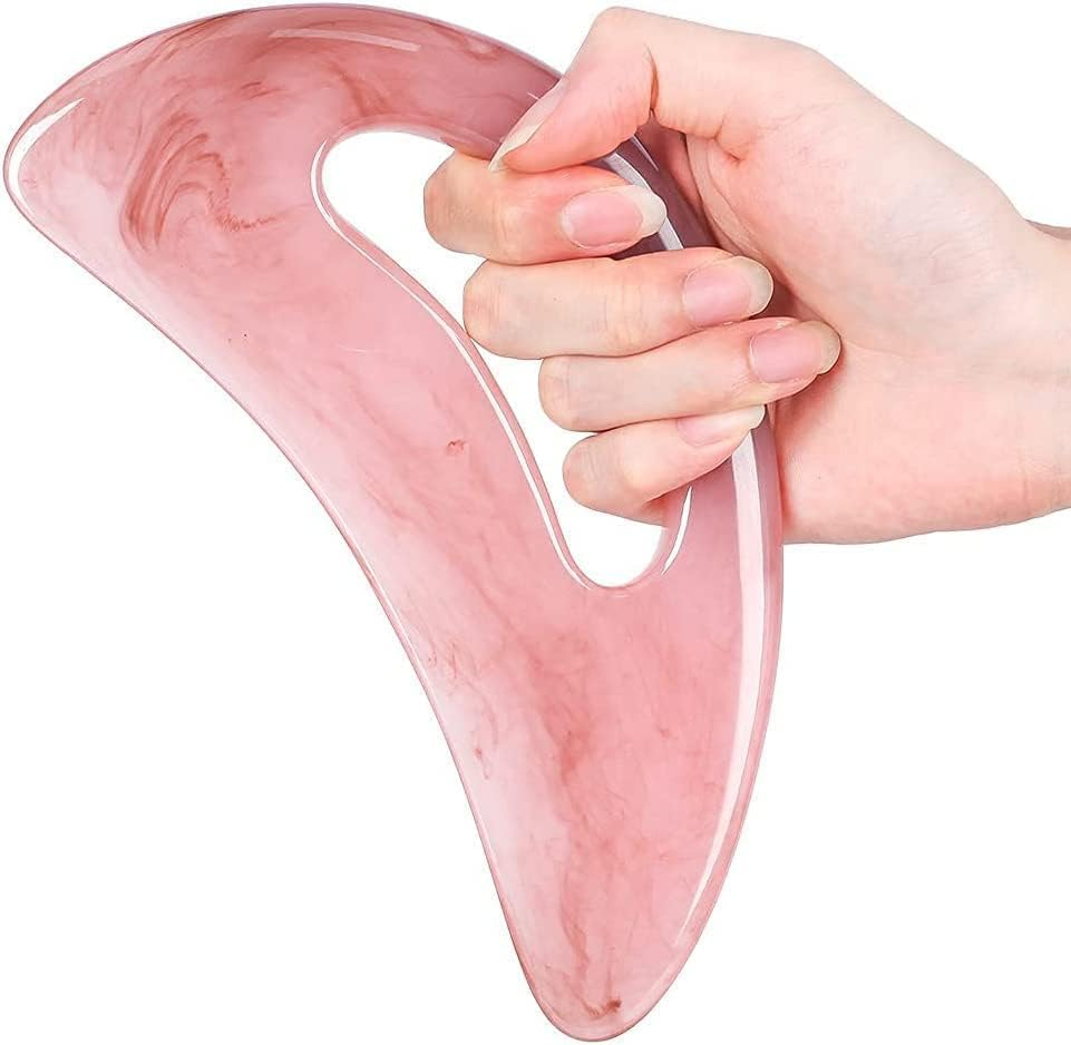 Resin Guasha Board with Handle - Wider Muscle Scraping Massage Tool for Lymphatic Drainage, Body Shaping, and Gua Sha Therapy image number 1