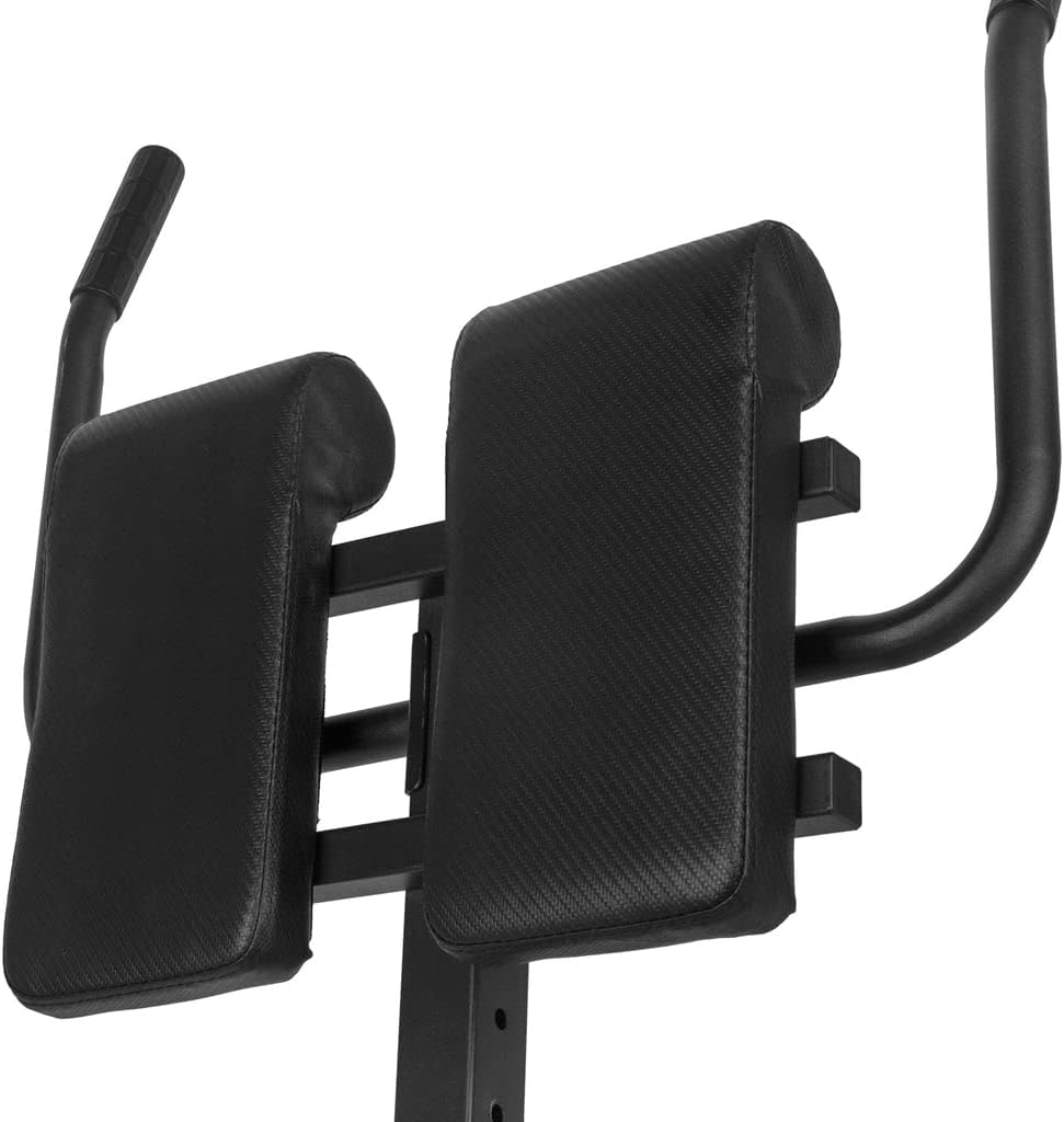 LSGGRC-09 Hyperextension Adjustable Roman Chair with 7 Adjustable Levels 3 Levels of Angle Adjustment Heavy-Duty Steel Tubing Gripped Foot Plate Padded Leg Rollers 18-Guage Steel Frame High-Density Foam