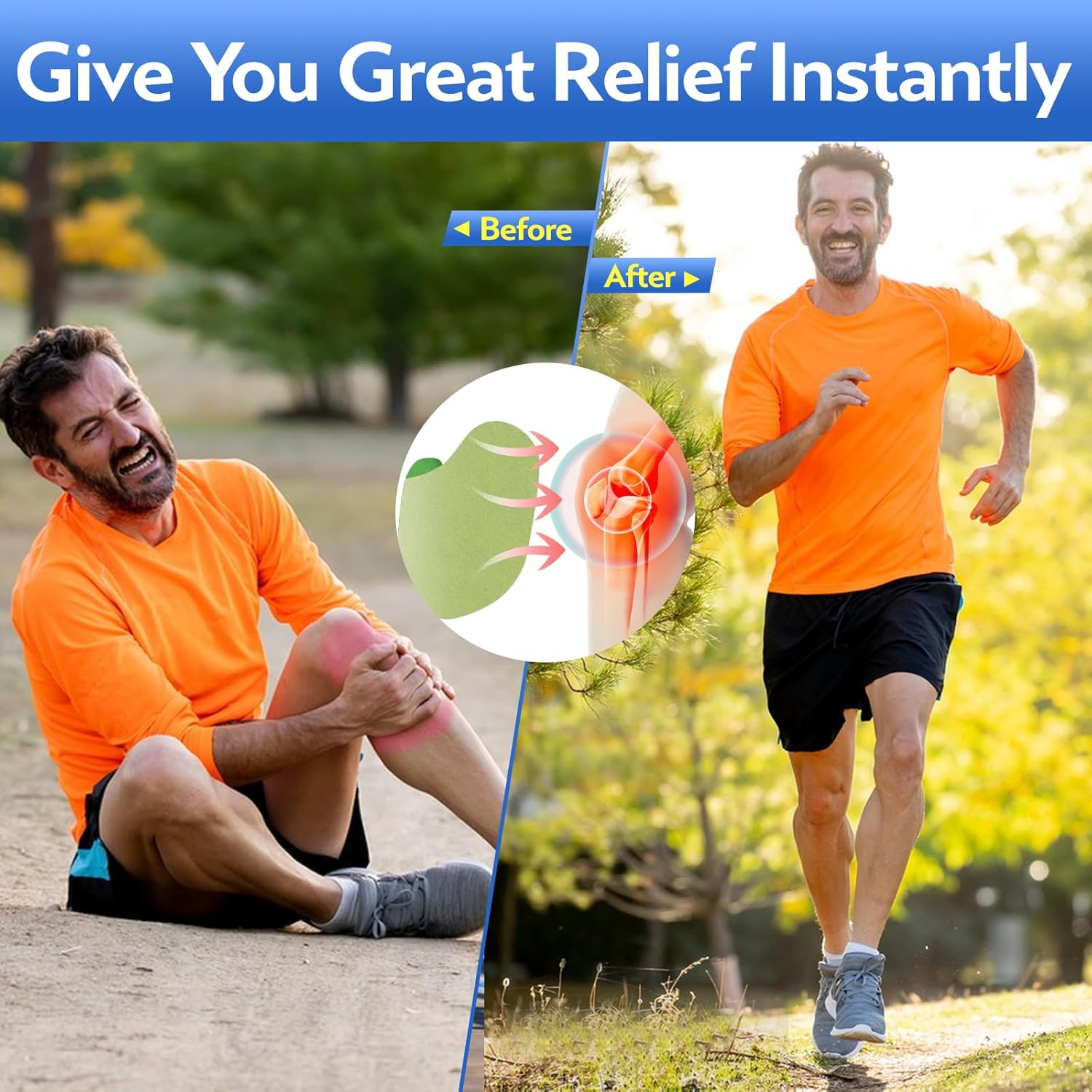 Knee Patches,Knee Relief Patch,36 Count&mdash;&mdash;Bone on Bone Natural Knee Patches for Relief, Lasting Heat for 8 Hours, for Knees, Back, Neck, Shoulder image number 3