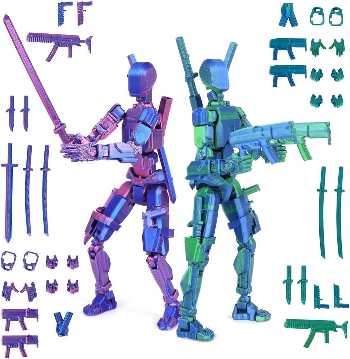 T13 3D Printed Multi-Jointed Action Figure Set (1Pcs), Multi-Articular Desktop Decorations for Game Lovers