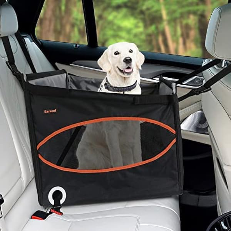 Dog Car Seat for Small/Medium Dogs,Reinforced Dog Hammock for Car Back Seat with Comfortable Pad,Breathable Mesh,Adjustable Safety Belt for Pets' Travel by Cars,Trucks,Suvs Dog Seat (Black)