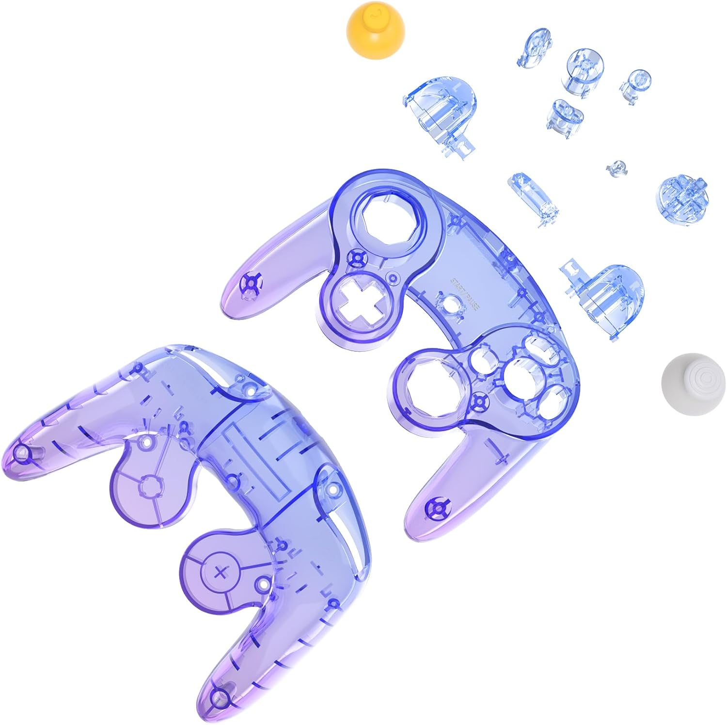 Extremerate Gradient Translucent Bluebell Faceplate Backplate for Nintendo Gamecube Controller, Custom DIY Replacement Housing Shell Cover with Buttons for Nintendo Gamecube Controller - No Controller - Clear Lime Green image number 3