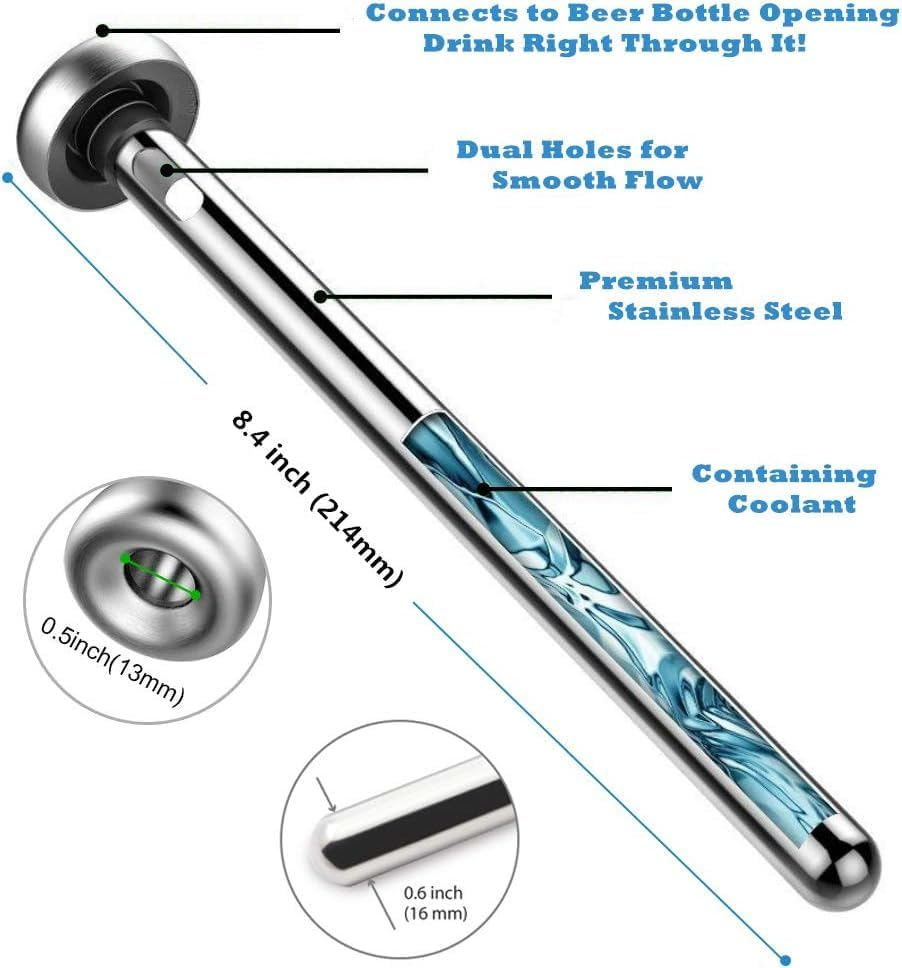 2 Packs Beer Chiller Sticks for Bottles, Stainless Steel Beer Stick Rapid Cooler for Mens Birthday Gift Ideas for Father Husband Boyfriend, Christmas Stocking Stuffers from Daughter Son Kids image number 5