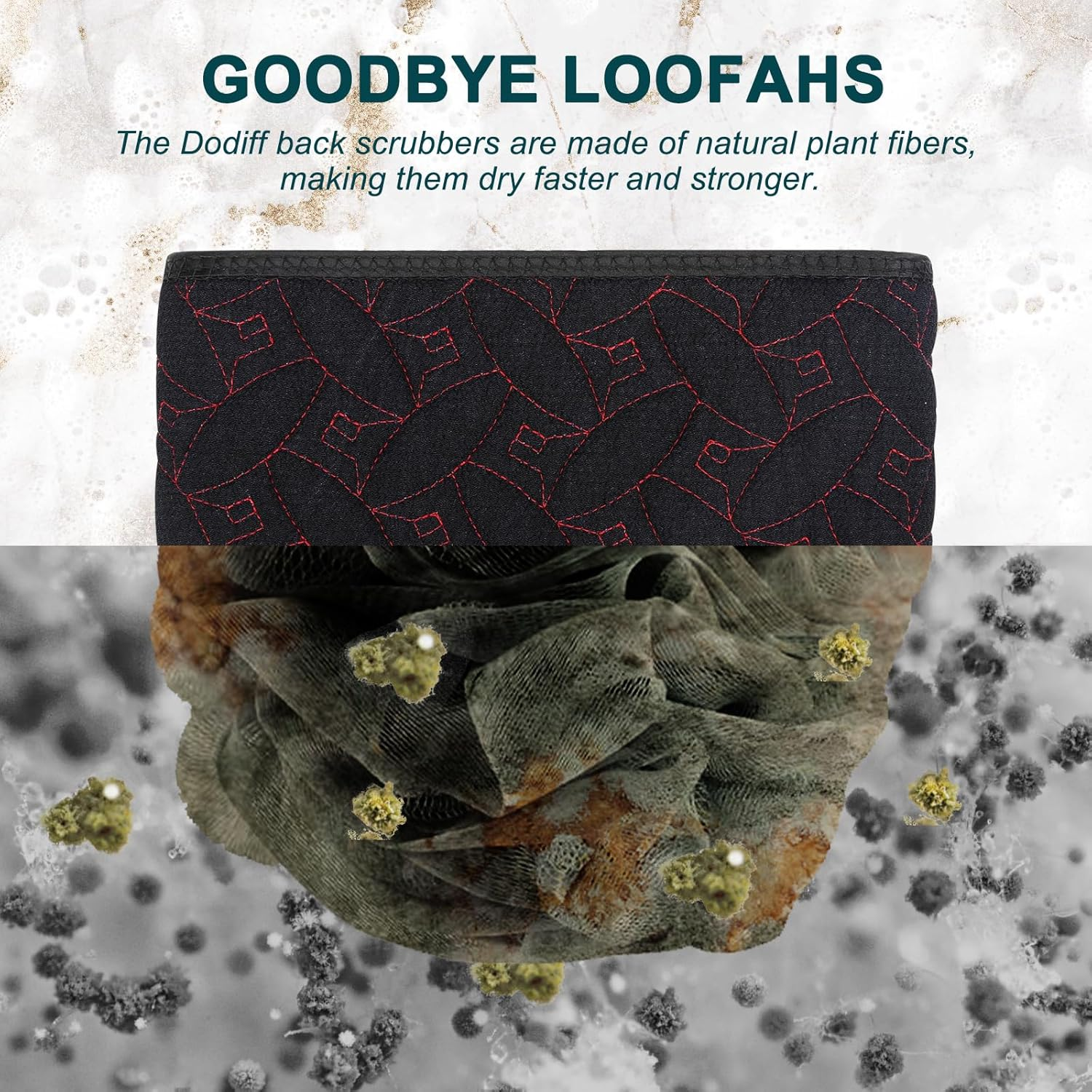 Exfoliating Back Scrubber for Use in Shower, 38.5 Inch Back Washer with Handles, Dual-Sided Body Exfoliator for Daily & Deep Skin Cleaning, Bath Back Scrub Washcloth for Men & Women (Black) image number 4