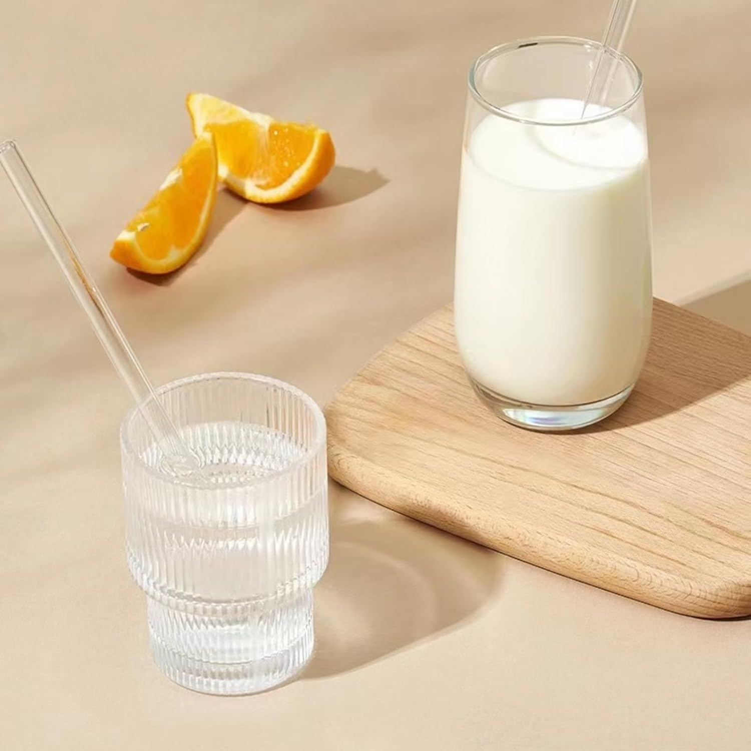 6 Pack Reusable Glass Drinking Straws Smoothie Straws for Milkshakes Frozen Drinks Smoothies Iced Tea Environmentally Friendly 0.8 * 20Cm (Transparent) - Transparent image number 4