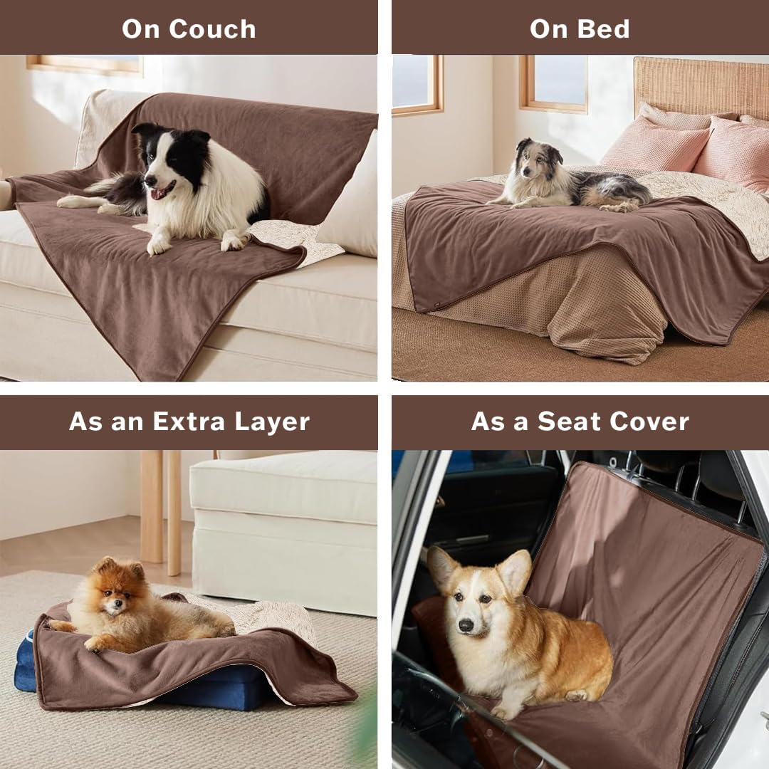 Anti-Anxiety Waterproof Pet Throw Blanket - Water Resistant, Splash-Proof Dog Blanket, Cozy Cat Blanket, Ideal Blanket for Small Dogs, Soft, Durable, Modern Style for Pets Cream, 76Cmx102Cm image number 1