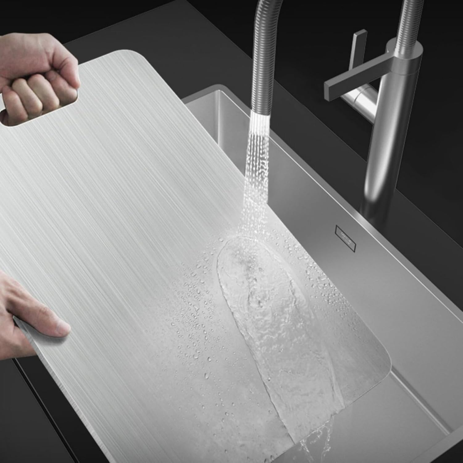 Cutting Board for Kitchen,Stainless Steel ​Food-Grade Cutting Board Double Sided Multi-Functional Anti-Bacterial and Anti-Mold Cutting Board （39X28Cm） image number 1