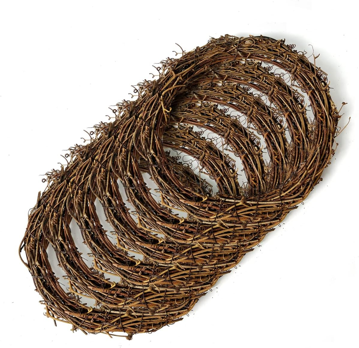 Worown 6 Pcs 20Cm Natural Grapevine Wreaths Vine Branch Wreath Rattan Wreath for DIY Christmas Craft, Front Door Wall Hanging, Wedding and Party Decors image number 4