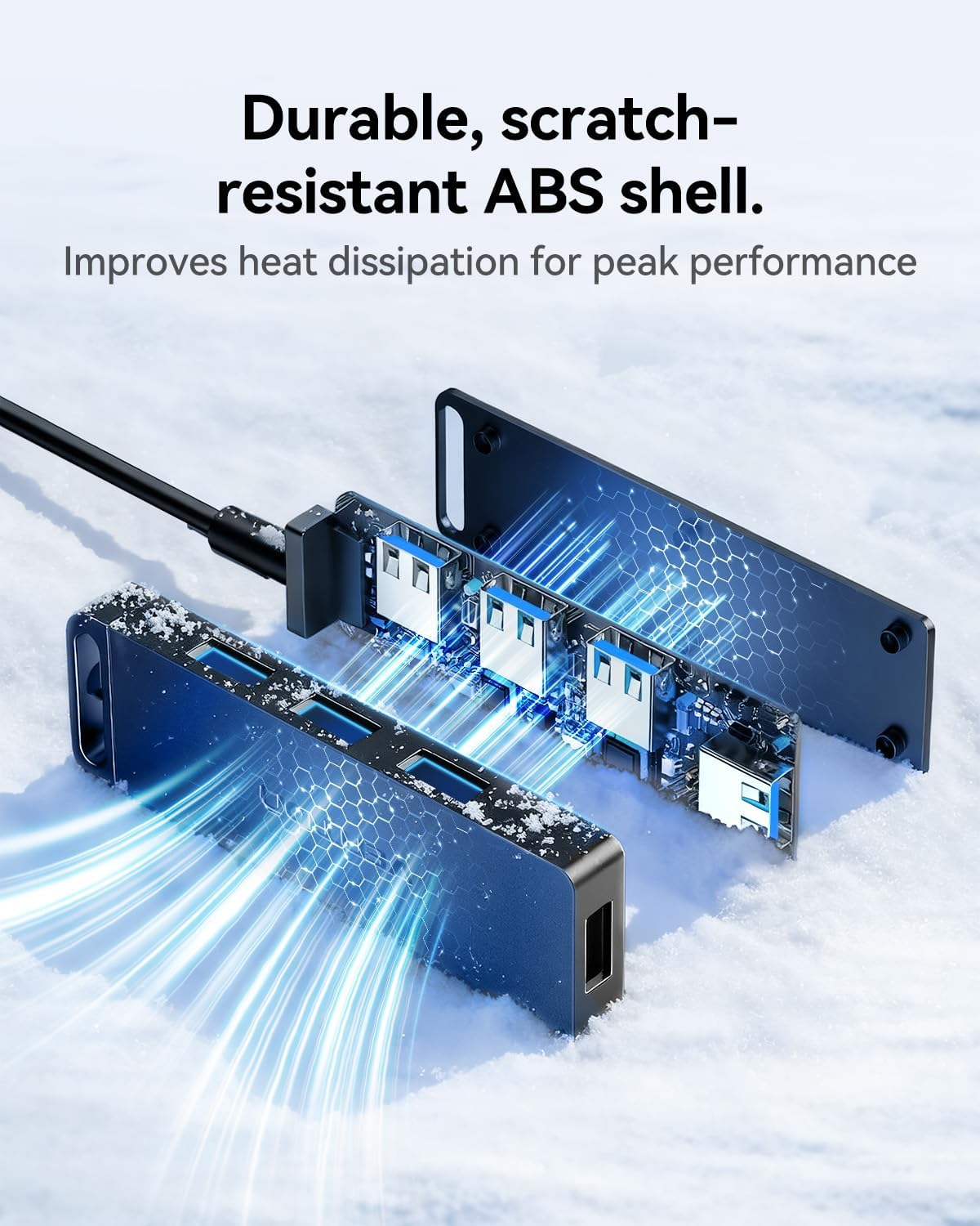 USB Hub，Vention 4-Port USB 3.0 Hub Ultra-Slim Data USB Splitter [Charging Supported] Compatible for Macbook, Laptop, Surface Pro, PC, Flash Drive, Mobile HDD (0.5FT/0.15M) image number 1