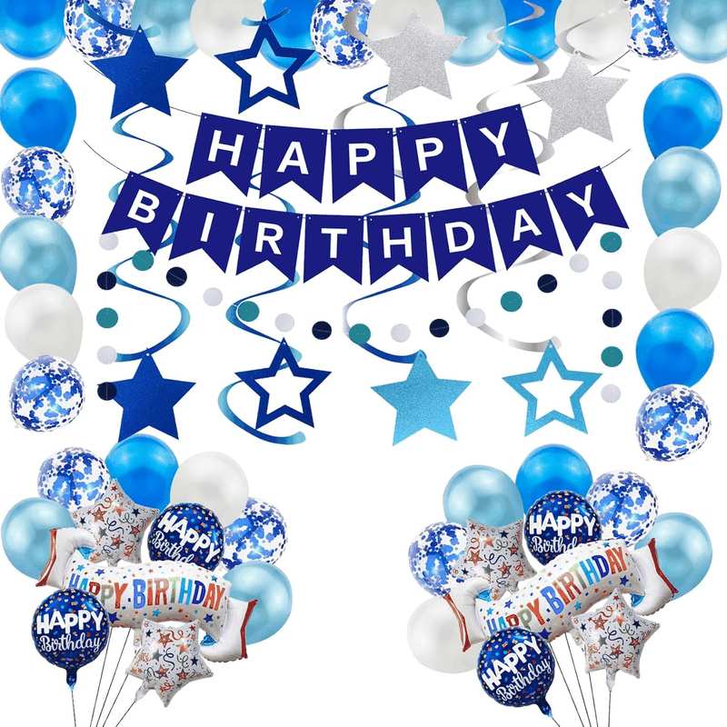 Birthday Decoration Set Colorful Happy Birthday Banner Balloon for Girls Boys Kids & Adults Birthday Decorations and Party Supplies (Birthday E) image number 1
