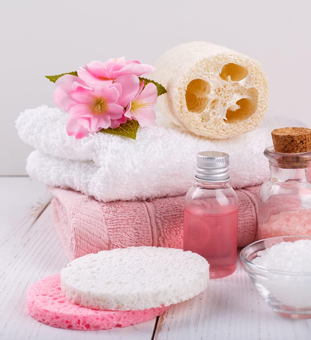 50-Count Compressed Facial Sponges for Daily Cleansing and Gentle Exfoliating, 100% Natural Cellulose Spa Sponge Perfect for Removing Dead Skin, Dirt and Makeup - Pink image number 2