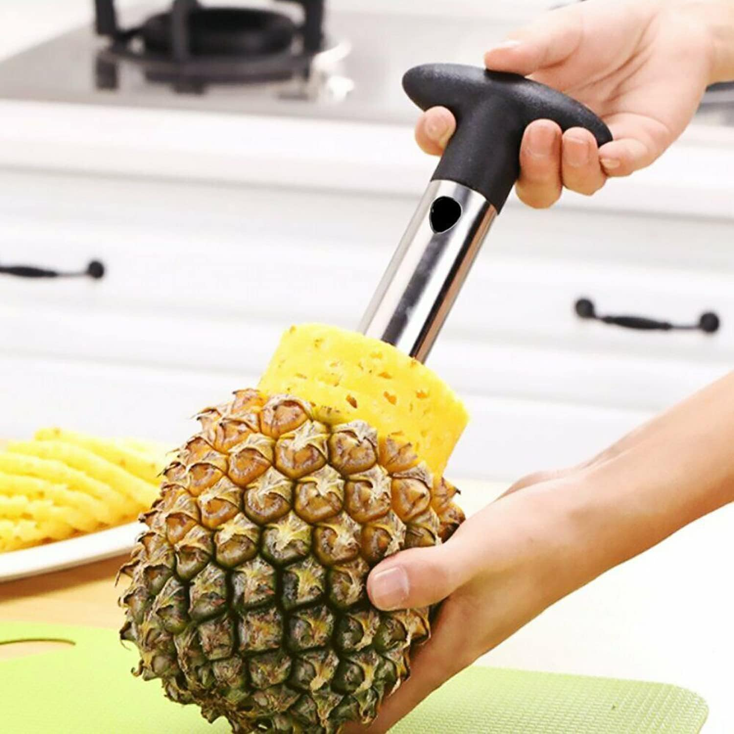 3-In-1 Pineapple Corer and Slicer, Pineapple Cutter Tool with Peeler - Premium Stainless Steel Kitchen Gadget for Perfect Rings in 60 Seconds, Dishwasher Safe & Ergonomic Handle image number 5