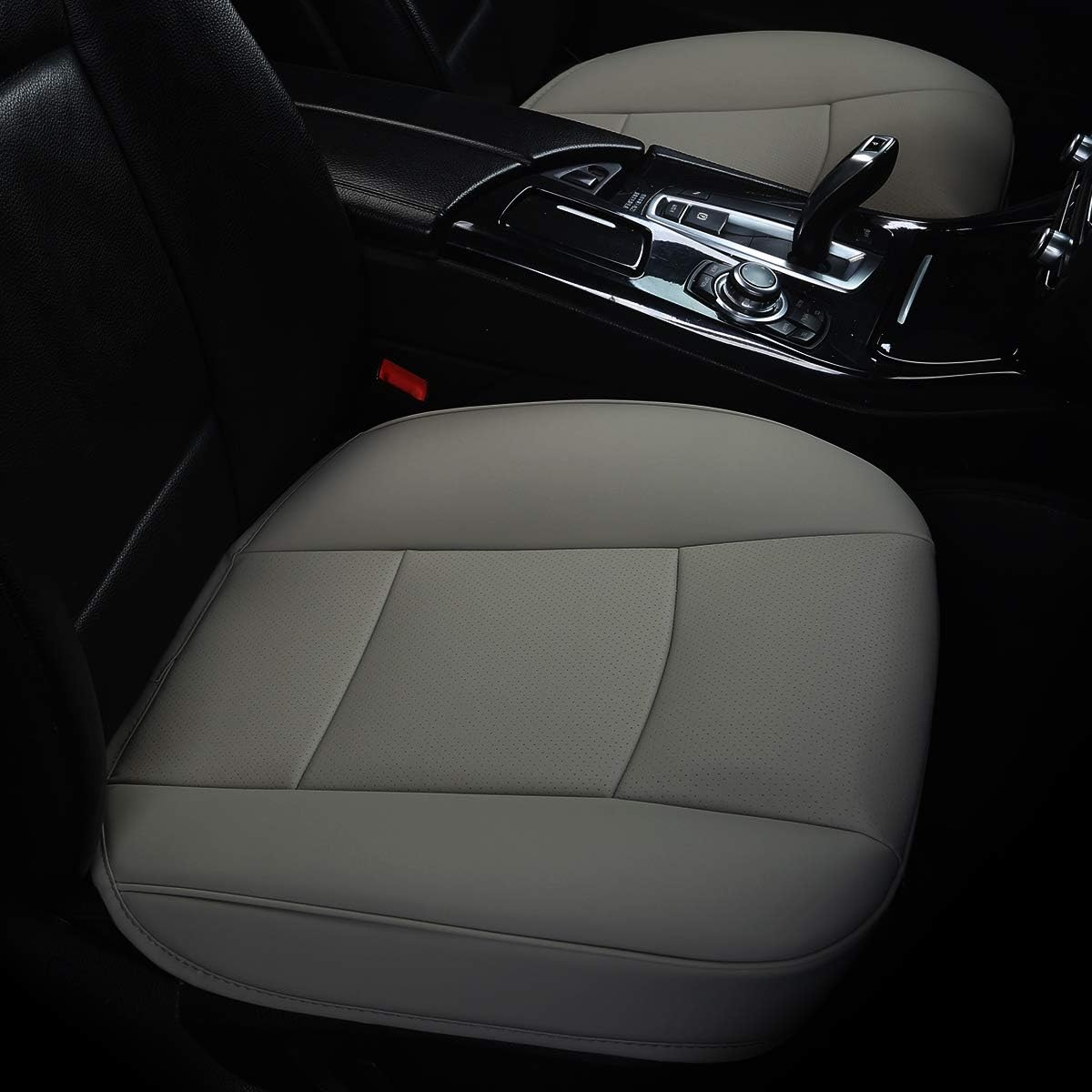 Ultra-Luxury PU Leather Car Seat Cushion Car Seat Cover for Most Four-Door Sedan&Suv,Single Seat without Backrest 1Pcs(W20.5&times; D21&times;T 0.35 Inch) (3D - Gray) - 3D-Beige image number 1